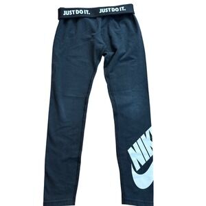 SALE Nike Girls Black Fold Over Just Do It Leggings Size S‎